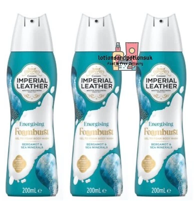 3 x Imperial Leather Foamburst BERGAMOT & SEA MINERALS Shower Foam Mousse 200ml