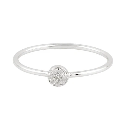 Genuine Diamond Stackable Ring 18k White Gold Dainty Jewelry for Women Size 7 - Image 1 of 4