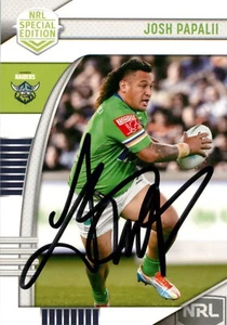 Signed 2022 Canberra Raiders NRL Traders Special Edition Card - Josh Papali'i - Foto 1 di 3