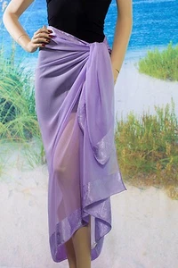 Lavender Sarong - Pareo Sheer Beach Swimsuit Cover up - Picture 1 of 2