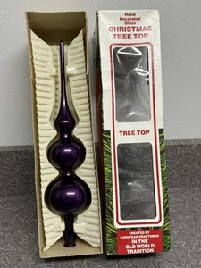 Vintage Commodore Purple Glass Tree Topper 12” Finial in Box Made in Romania - Picture 1 of 11