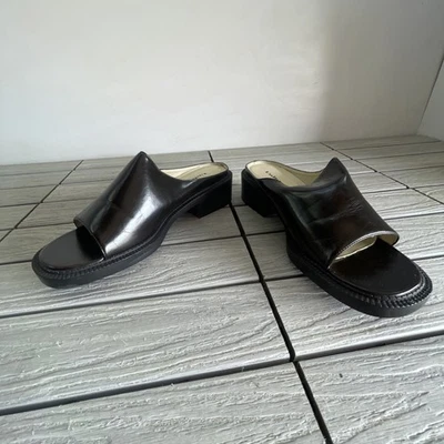 Unlisted black leather open toe slip on sandals size 9 - Image 1 of 4