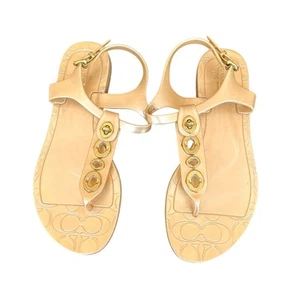 Coach Phila Women’s Jelly Thong Sandals Size 6 Gold - Picture 1 of 13