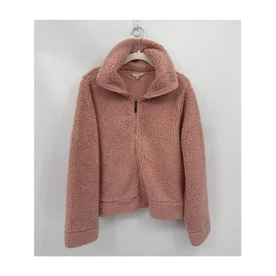 Nanette Lepore плюшевый медведь флис молнии куртка розовый пухлый шерпа стиль уютный средний  - Изображение 1 из 4