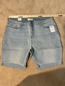 Bermuda jeans Levi's donna blu modellante vita media elasticizzato orlo arrotolato 20W NUOVO - Foto 1 di 6