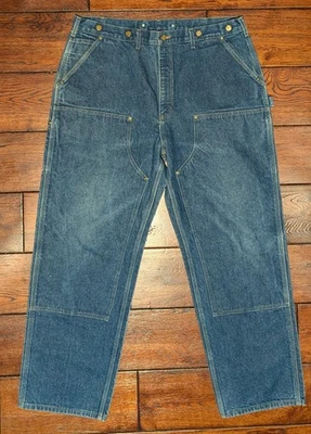 VTG Carhartt B07 Double Knee Denim Work Carpenter Jeans Made in USA 42(20.5")x32 - Image 1 of 4