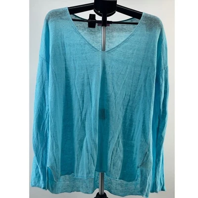 Женский льняной свитер Lilly Pulitzer с длинным рукавом и V-образным вырезом светло-синий размер L - Изображение 1 из 4