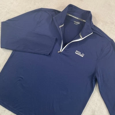 Polo Sport Ralph Lauren Performance 1/4 Zíper Pulôver Masculino Médio Azul Marinho Golfe Ativo - Imagem 1 de 4