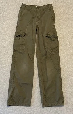 Levis Womens 94 Green Baggy Wide Leg Military Army Paratrooper 23x30 Cargo Pants - Image 1 of 4