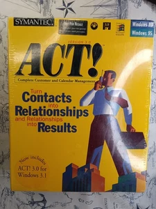 Symantec ACT! Version 3.0 1996 Windows NT 95 3.1 CD-ROM/3.5" Floppy Big Box New - Picture 1 of 2