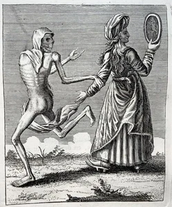 1744 Merian, Totentanz, Die Adlige, Kupferstich - Bild 1 von 2