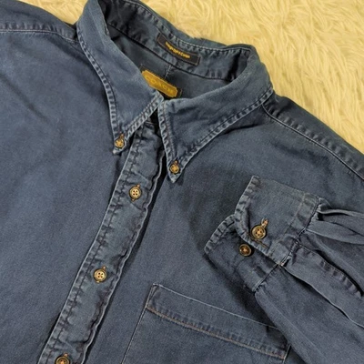 Coach Men's Sz XL Indigo Dyed Cotton Button Up Made in USA Long-Sleeve Shirt - Image 1 of 4