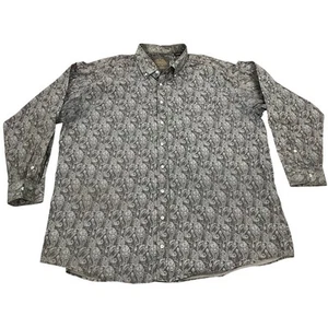 Panhandle Men's XXL Button Up Shirt Button Down Collar Gray White Paisley - Picture 1 of 10