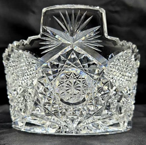Antique ABP American Brilliant Cut Glass Tab Handled Ice Bucket - Picture 1 of 15