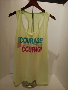 Danskin Now Tank Top Racerback Neon Yellow Courage Courage Graphic Sz 3XL - Picture 1 of 6