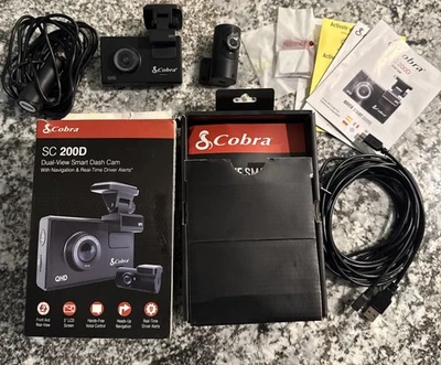 Cobra SC 200D Dual-View Smart Dash Cam w/ Rear-View Accessory Camera Barley Used - Image 1 of 4