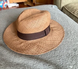 PANAMA HAT-MONTECRISTI ORIGINAL-GENUINE-HANDWOVEN-LIGHT BROWN-SIZE 56 OR 7-NICE - Picture 1 of 4