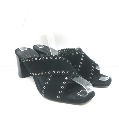 Sandalias Saint Laurent Loulou Entrecruzadas Negras Ojal Adornado Gamuza Talla 38 Foto 1 de 4