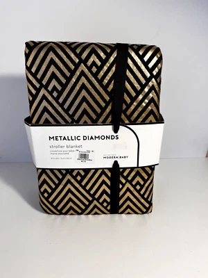 NUEVA Manta para Cochecito Pottery Barn Moderna Bebé Diamantes Metálicos 30x40 Foto 1 de 3