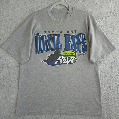 Vintage Tampa Bay Devil Rays Shirt Men L Gray Waffle Hank Aaron Original MLB '99 Foto 1 de 4