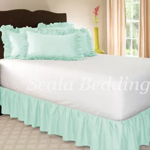 15" Drop Dust Ruffle Bed Skirt 800 TC Egyptian Cotton Solid Twin/Full/Queen/King - Picture 1 of 26