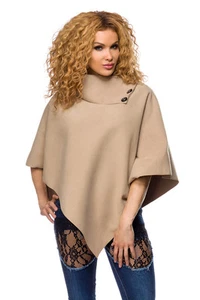 SEXY PONCHO BEIGE taglia unica (38/40/42/44) collo alto bottoni GLAMOUR - Foto 1 di 3