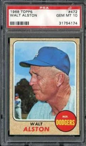 1968 Topps #472 Walt Alston PSA 10 Dodgers MG HOF POP 7 - Bild 1 von 2