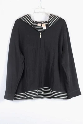 Emma James by Liz Claiborne Black Women's Sweatshirt Hoodie Front Full Zip 1 027 - Image 1 of 4