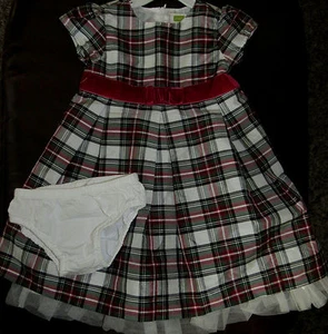 Crazy 8 plaid dress with velour bow 18 24 mo pristine adorable - Picture 1 of 3