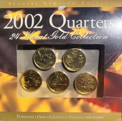🇺🇸 2002 State Quarters 24 Karat Gold Collection USA - Image 1 of 2