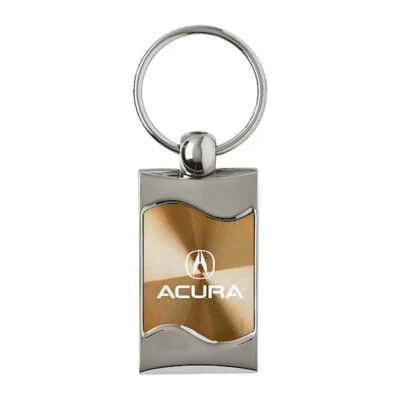 Acura Keychain & Keyring - Gold Wave Spun Brushed Metal Key Chain - Image 1 of 3