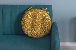 Cojín de asiento naranja muchos tamaños redondo, cojín de silla, cojín de silla de comedor con lazos - Imagen 1 de 7
