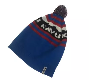 KAVU Beanie Herschel Pom Knit Ski Cap Red/White/Blue/Black Unisex One Size - Picture 1 of 4