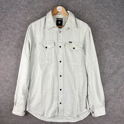 G‑Star RAW Shirt Mens Large Light Grey Long Sleeve Slim Fit Double Chest Pocket - Image 1 of 4