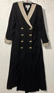 Vtg Danny & Nicole Black Button-Down Long-Sleeve Jacket Dress Sz 12 - Picture 1 of 13