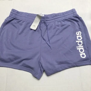Adidas Womens Plus Size 2x Light Purple Cotton Terry Shorts W/ Drawstring HE9365 - Picture 1 of 8