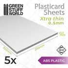 Green Stuff World 9105 ABS Plasticard A4 - 0,5mm Xtra Thin COMBO (SET 5pcs)