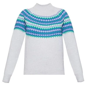 BCBGeneration Fair Isle Skipullover meliert grau Kombi Pullover Mock Neck Gr. S - Bild 1 von 8