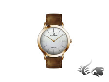Eterna Eternity Gent Quartz watch, 40mm., PVD, Rose Gold, Silver, Leather strap