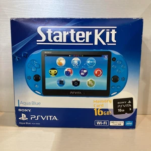 SONY Playstation PS Vita Aqua Blue Wi-Fi PCH-2000 Starter Kit Limited Edition - Picture 1 of 12