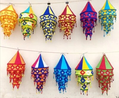 10 Pcs of Hanging Lamps Handmade Collapsible Lamps Lights Home Lantern Gifts - Image 1 of 4