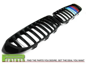 For 2015+ BMW F33 435i Convertible Front Glossy Black Grille /// M Tri Color - Picture 1 of 3