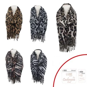 Schal Tuch Leo Leopard Zebra braun weiß grau  kuschlig Winter 1,80 x 70cm warm - Bild 1 von 1
