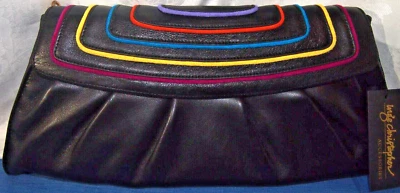 Bolso sin asas/bolso de noche de hombro Cleo italiano de piel de cordero Inge Christopher Mykonos-negro Foto 1 de 4