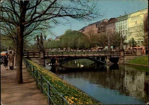 Brücken Motiv AK Bridge Brücke i.d. Königsallee von DÜSSELDORF alte AK ~1960/70 - Bild 1 von 2