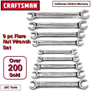  CRAFTSMAN 9 PC FLARE NUT WRENCH SET SAE METRIC (1/4 -7/8, 10MM -18MM)