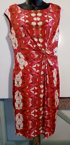 Anne Klein Kleid Gr. 10 ärmellos Batik Mod geometrisch gefüttert Karriere H - Bild 1 von 4