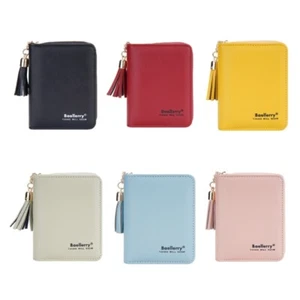 PU Leather Women Short Wallet Zipper Coin Purse Fashion Holder - Picture 1 of 14