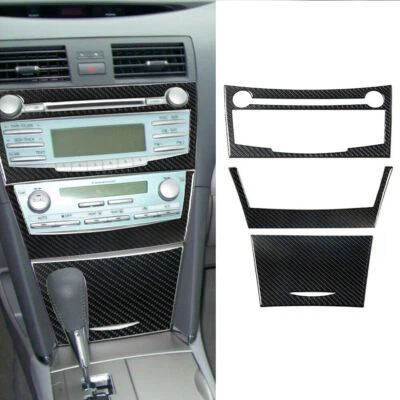 3Pcs Carbon Fiber Interior Central Console Cover Trim For 2007-2011 Toyota Camry - image 1 of 4