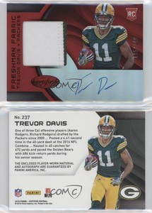 2016 Certified Mirror Red /249 Trevor Davis #237 Rookie Auto RC